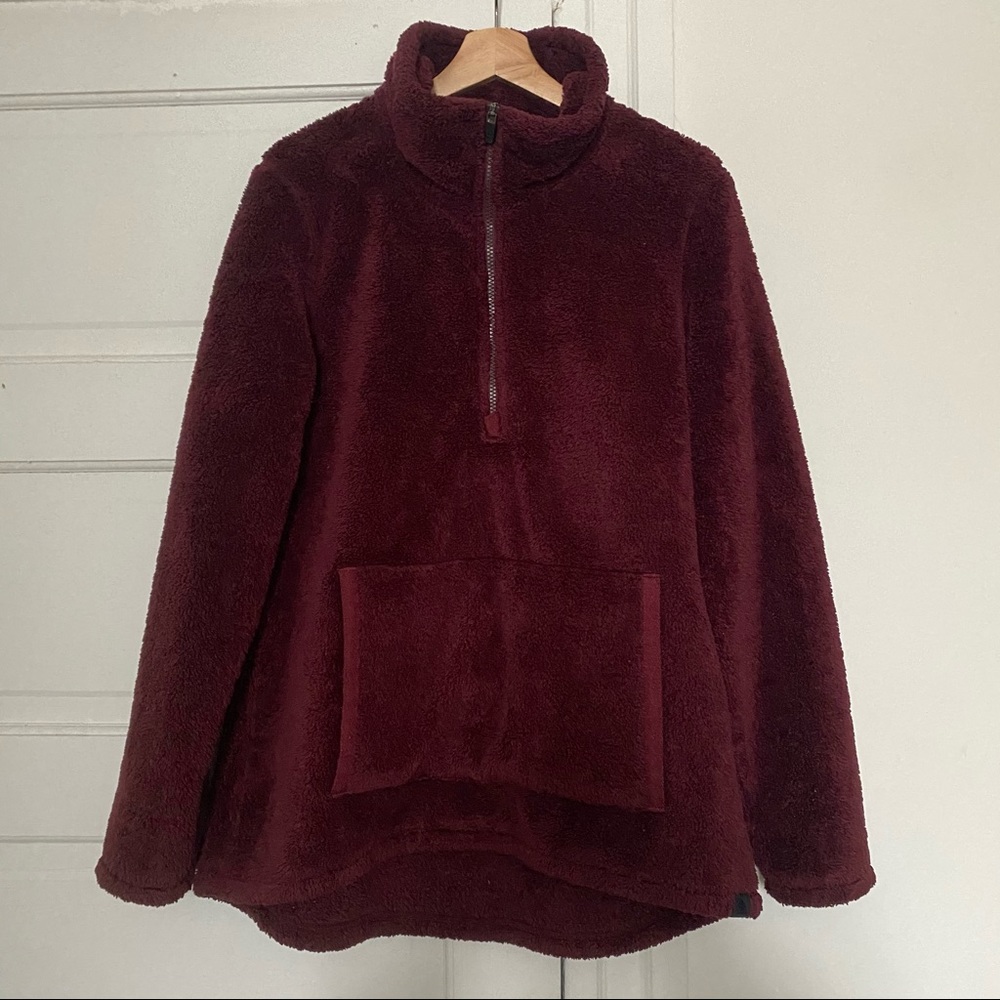 LL Bean Fleece Burgundy Pullover